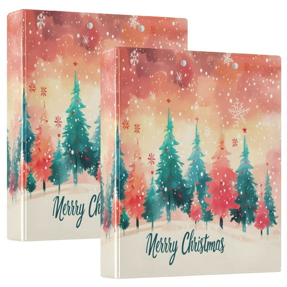 joogoo Merry Christmas Snowflakes Hardcover 3 Ring Binder 1.5" Round Rings Interior Pockets Binders Organizer 2 Pack