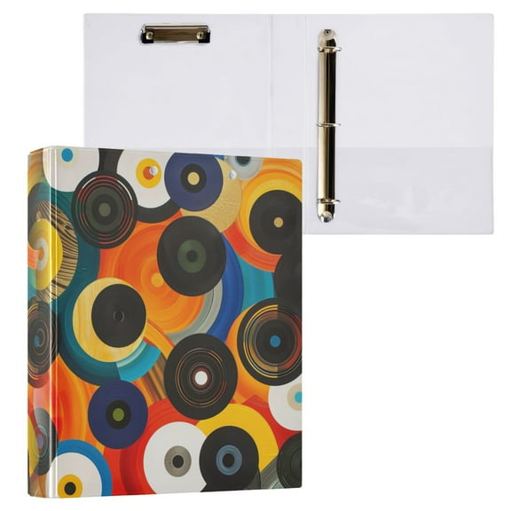 joogoo Modern Circles Hardcover 3 Ring Binder 1.5" Round Rings Interior Pockets Binders Organizer 1 Pack