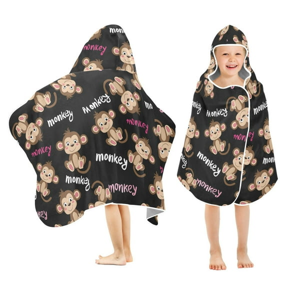 joogoo Monkey Cute Kids Hooded Beach Towel Baby Bath Towel 23.5"x50"
