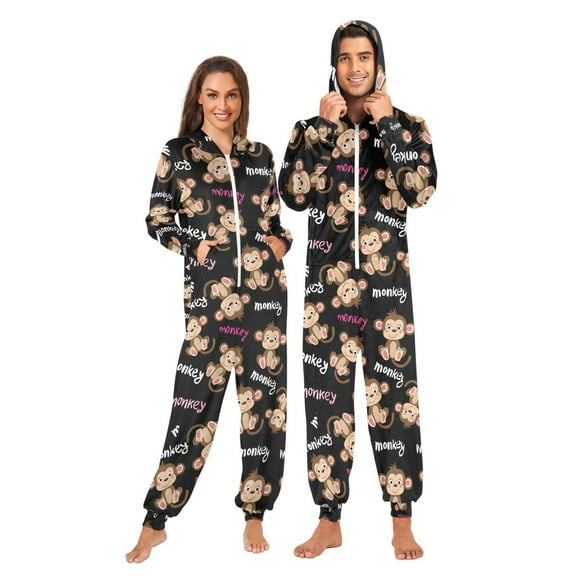 joogoo Monkey Cute Unisex Adults Onesies Pajamas Jumpsuits L