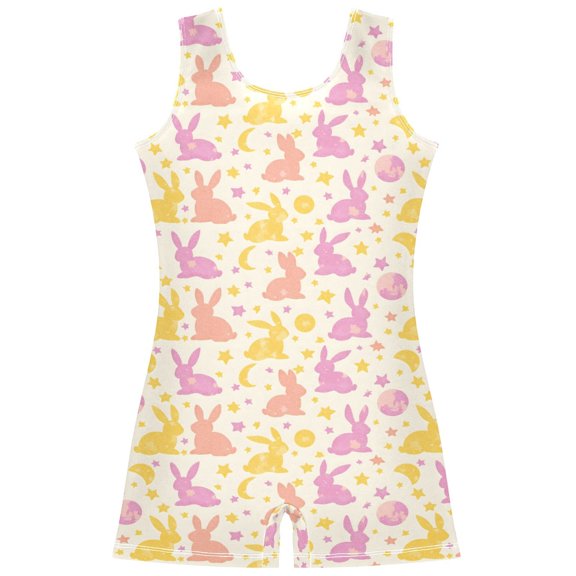 joogoo Moon Rabbits Stars Pattern Girls Leotards Gymnastics Tumbling Outfit Biketard Unitard 2-3Years