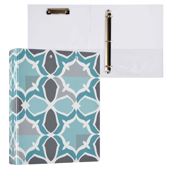 joogoo Moroccan Geometry Hardcover 3 Ring Binder 1.5" Round Rings Interior Pockets Binders Organizer 1 Pack