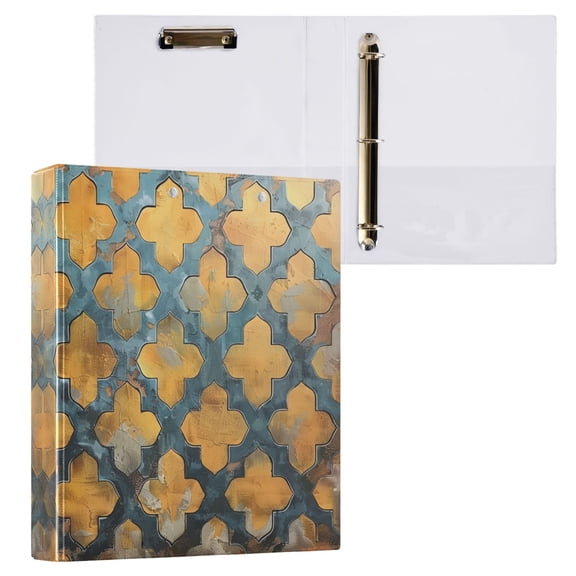 joogoo Moroccan Trellis Hardcover 3 Ring Binder 1.5" Round Rings Interior Pockets Binders Organizer 1 Pack