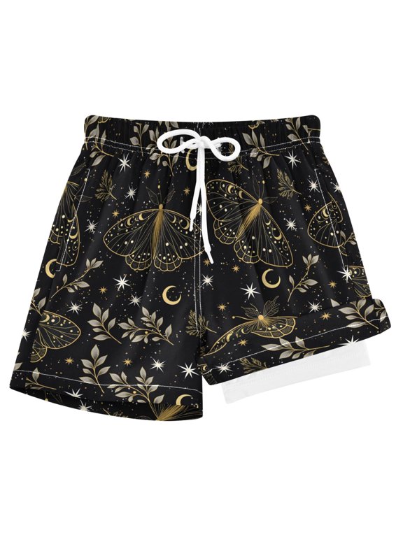 Moths Boho Boys Swim Trunks Beach Swimsuit Shorts Boxer 8Y