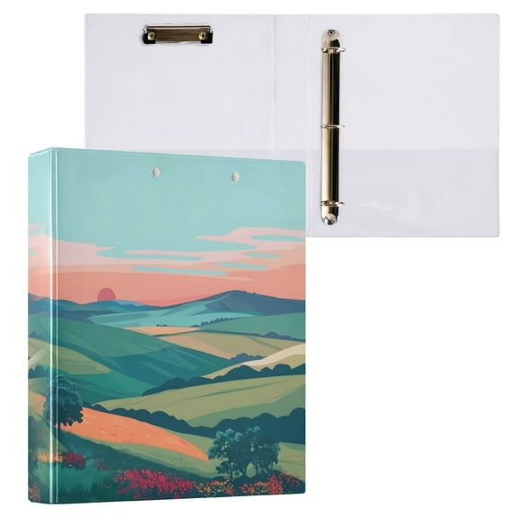 joogoo Mountain Art Landscape Hardcover 3 Ring Binder 1.5" Round Rings Interior Pockets Binders Organizer 1 Pack