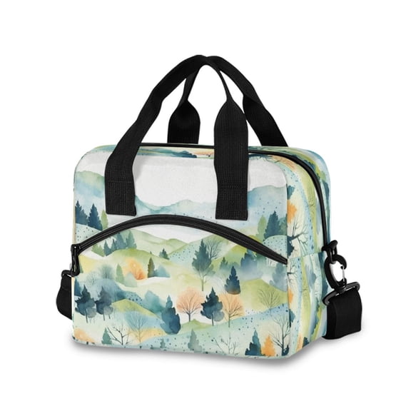 joogoo Mountain Trees Landscape Insulated Lunch Bags Reusable Cooler Box with Shoulder Strap