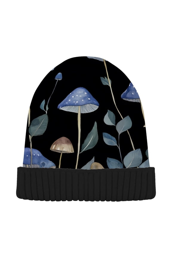 Mushroom Beanie Hats Cuffed Winter Warm Knit Thick Beanies
