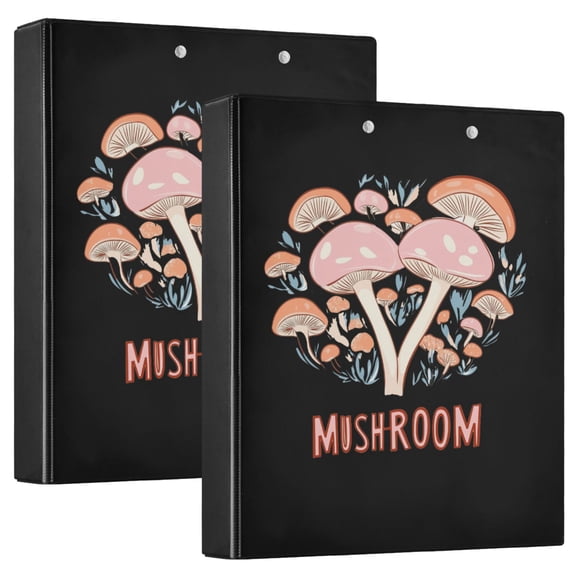 joogoo Mushroom Hardcover 3 Ring Binder 1.5" Round Rings Interior Pockets Binders Organizer 2 Pack