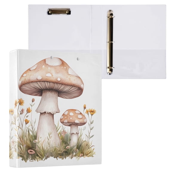 joogoo Mushrooms Hardcover 3 Ring Binder 1.5" Round Rings Interior Pockets Binders Organizer 1 Pack