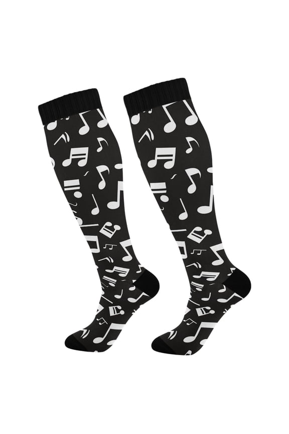 Musical Note Pattern Socks Women Men Knee High Sock