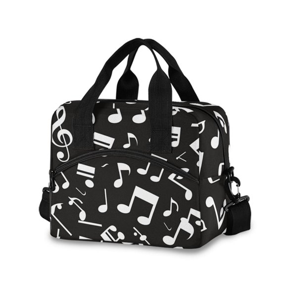 joogoo Musical Note Pattern Insulated Lunch Bags Reusable Cooler Box with Shoulder Strap