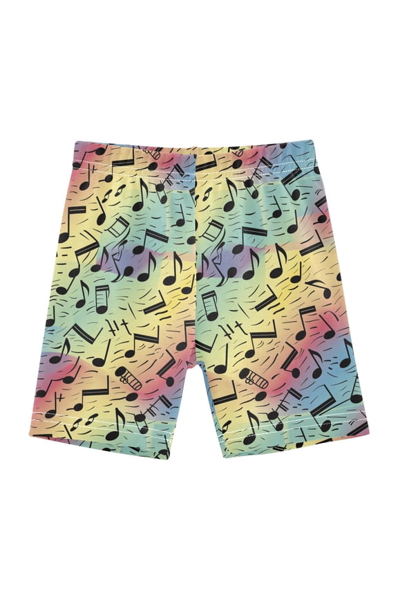 Musical Notes in Rainbow Girls Lined Shorts Bike Dance Bottoms 6T