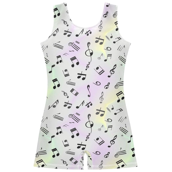 joogoo Musical Notes in Tie Dye Pattern Girls Leotards Gymnastics Tumbling Outfit Biketard Unitard 9-10Years