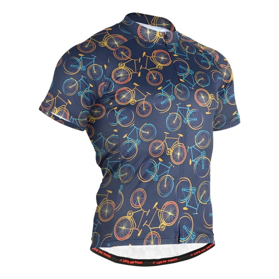 joogoo Neon Bicycle Pattern Men's Cycling Jerseys Mountain Bike Short Sleeve Tops L