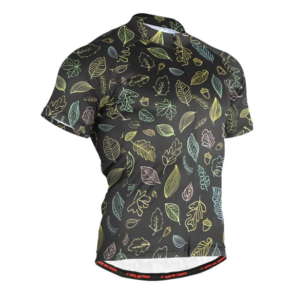 joogoo Neon Leaves Pattern Men's Cycling Jerseys Mountain Bike Short Sleeve Tops L