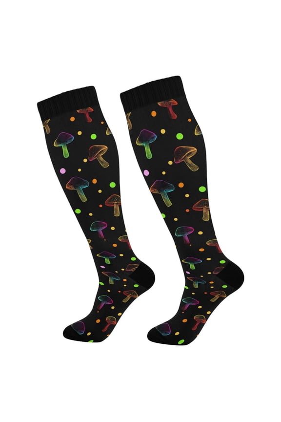 Neon Mushrooms Socks Women Men Knee High Sock