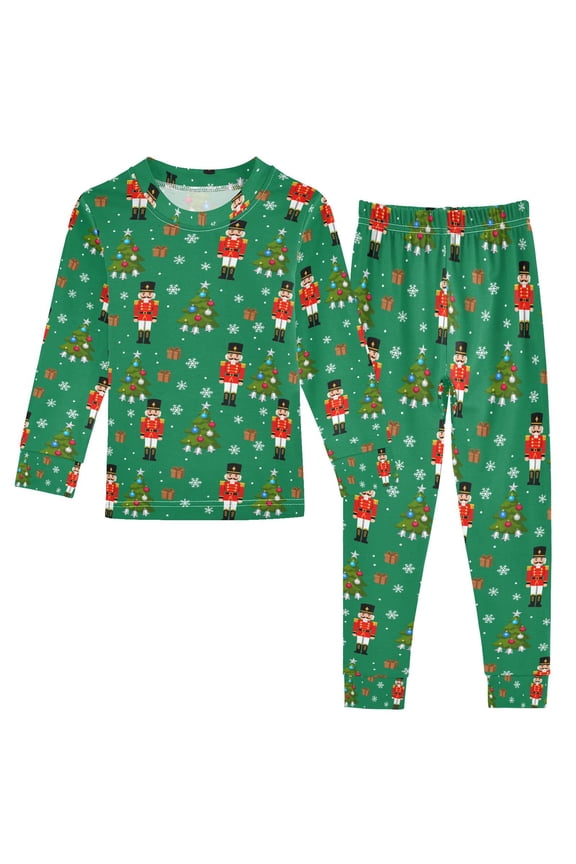 Nutcracker Christmas Tree 2 Piece Long Sleeve Tee and Pants Cotton Pajama Set 5Y