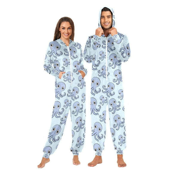 joogoo Octopus Cute Unisex Adults Onesies Pajamas Jumpsuits M