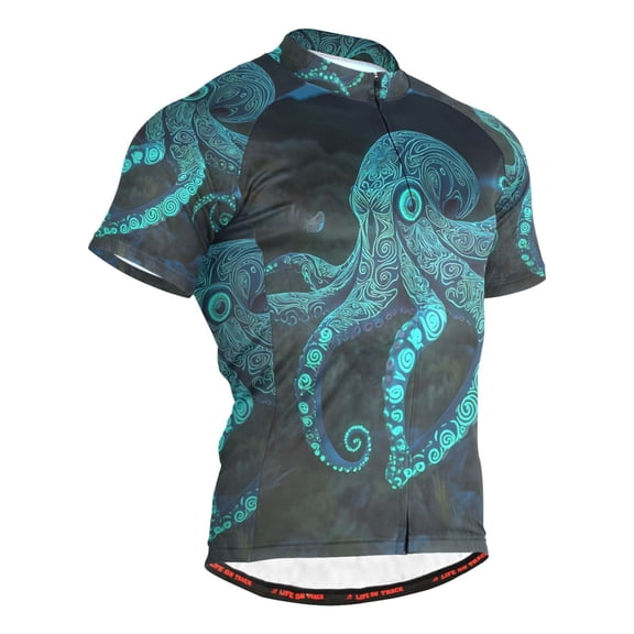 joogoo Octopus Texture Men's Cycling Jerseys Mountain Bike Short Sleeve Tops L