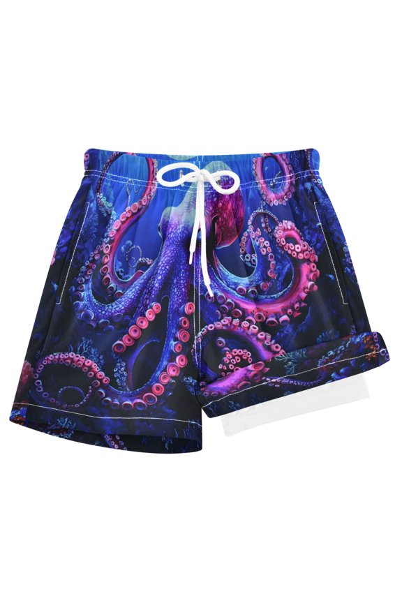 Octopus in Sea Boys Swim Trunks Beach Swimsuit Shorts Boxer 12-13Y