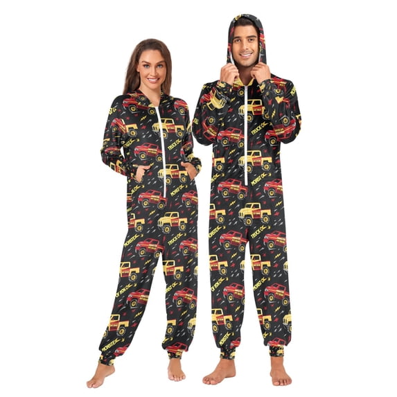 joogoo Off-road Trucks Unisex Adults Onesies Pajamas Jumpsuits L
