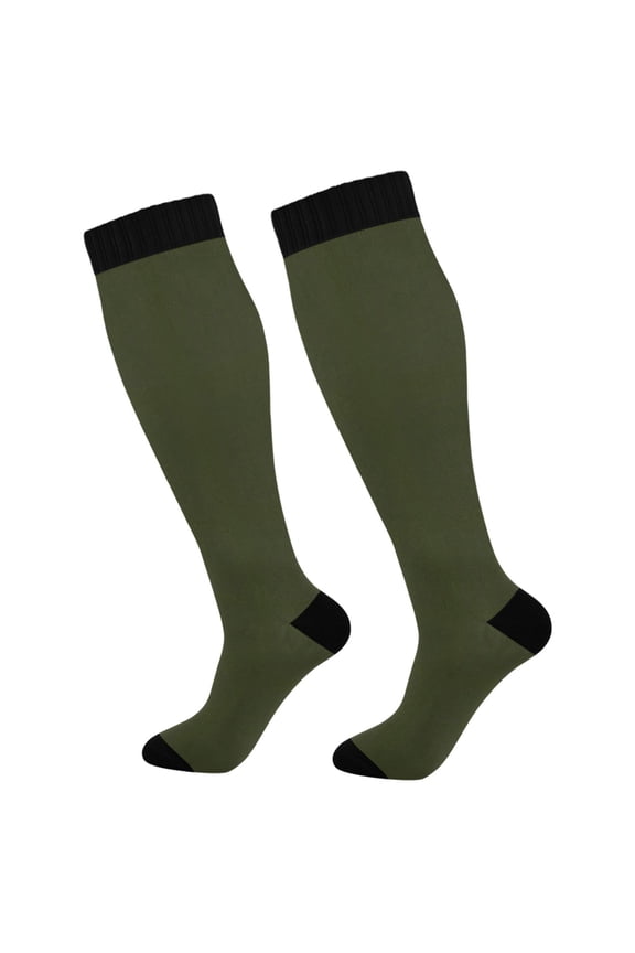 Olive Green Solid Long Socks Women Men Knee High Sock