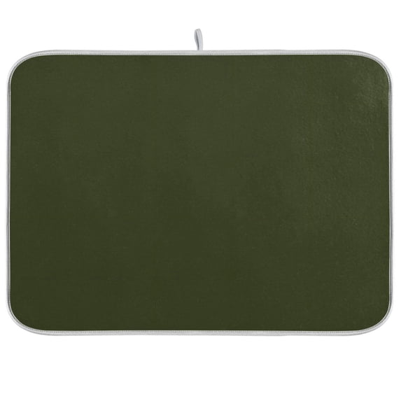 joogoo Olive Green Solid Dish Drying Mat Kitchen Counter Absorbent Drying Pad 16x18 in Drainer Rack
