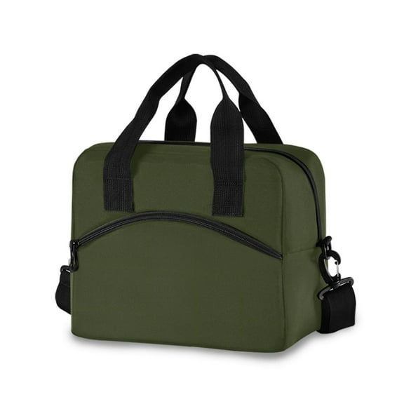 joogoo Olive Green Solid Insulated Lunch Bags Reusable Cooler Box with Shoulder Strap