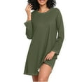 thumbnail image 1 of joogoo Olive Green Solid Women's Long Sleeve Nightgown Sleepwear L, 1 of 8