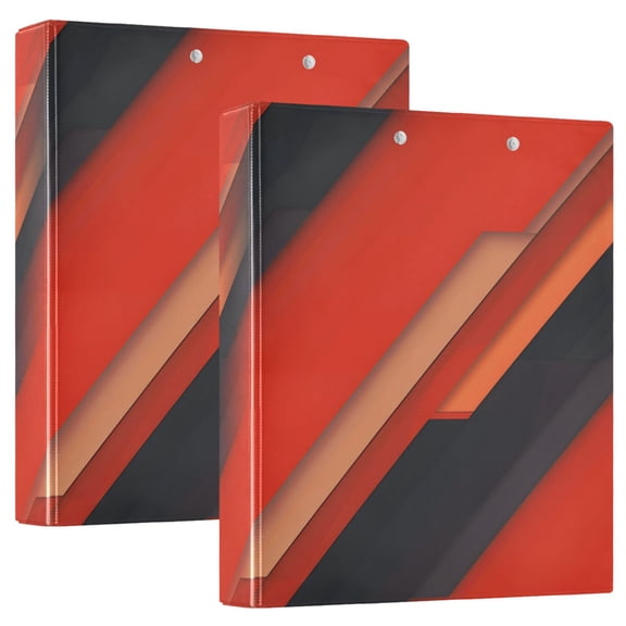 joogoo Orange Black Pattern Hardcover 3 Ring Binder 1.5" Round Rings Interior Pockets Binders Organizer 2 Pack