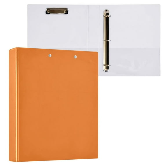 joogoo Orange Color Hardcover 3 Ring Binder 1.5" Round Rings Interior Pockets Binders Organizer 1 Pack