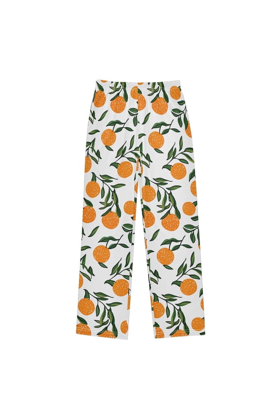 Orange Fruits Pajama Pants Pj Bottoms Sleepwear Lounge M
