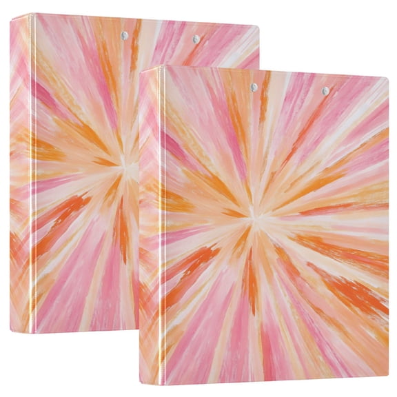 joogoo Orange Tie-dye Pattern Hardcover 3 Ring Binder 1.5" Round Rings Interior Pockets Binders Organizer 2 Pack