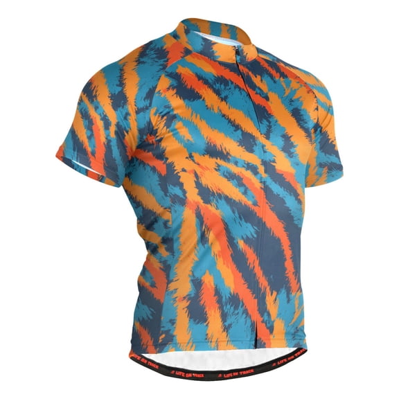 joogoo Orange Tiger Stripes Men's Cycling Jerseys Mountain Bike Short Sleeve Tops XL