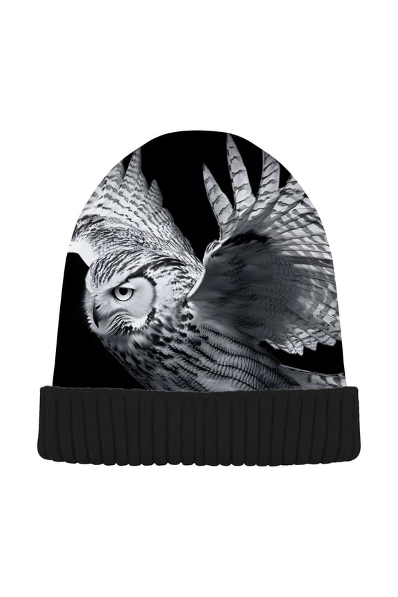 Owl Beanie Hats Cuffed Winter Warm Knit Thick Beanies