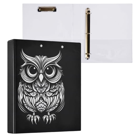 joogoo Owl Hardcover 3 Ring Binder 1.5" Round Rings Interior Pockets Binders Organizer 1 Pack