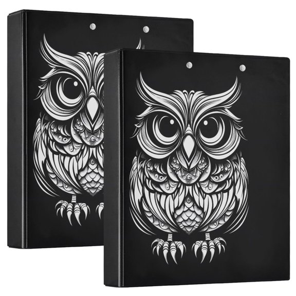 joogoo Owl Hardcover 3 Ring Binder 1.5" Round Rings Interior Pockets Binders Organizer 2 Pack