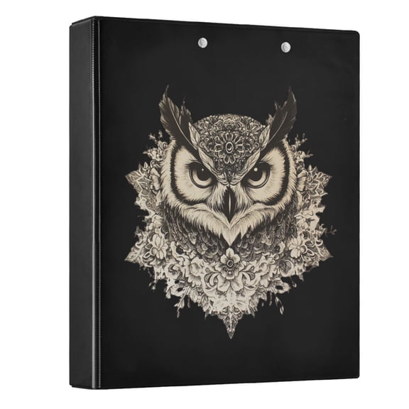 joogoo Owl Mandala Bohemia Hardcover 3 Ring Binder 1.5" Round Rings Interior Pockets Binders Organizer 1 Pack