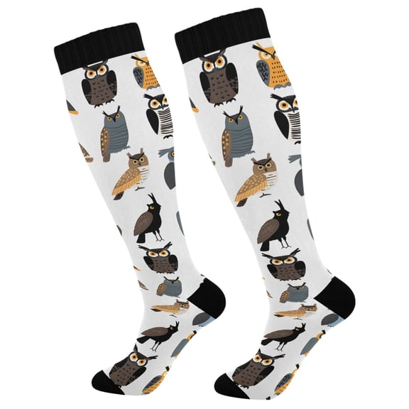 joogoo Owl Pattern Socks Women Men Knee High Sock
