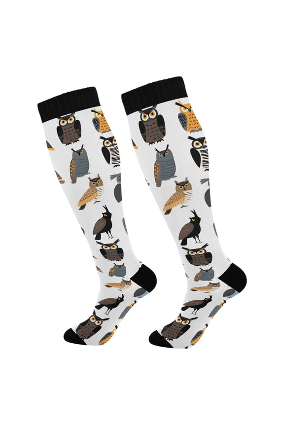 Owl Pattern Socks Women Men Knee High Sock