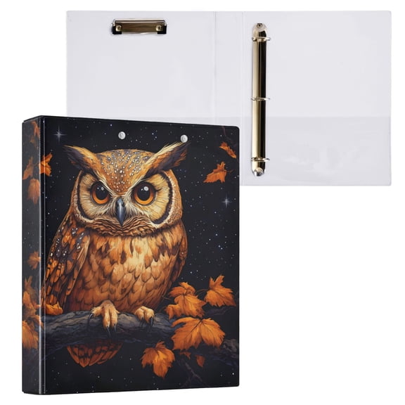 joogoo Owl in Fall Hardcover 3 Ring Binder 1.5" Round Rings Interior Pockets Binders Organizer 1 Pack