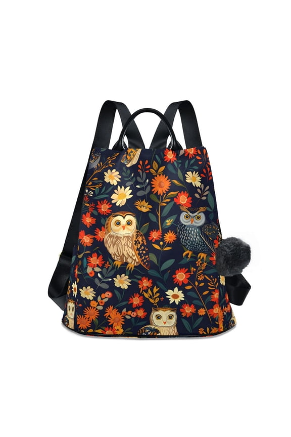 Owl in Flowers Backpack Purse for Women Anti Theft Fashion Daypack Shoulder Bag