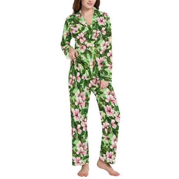 joogoo Pajamas Set for Women Blossom Flower Long Sleeve Pjs Loungewear M