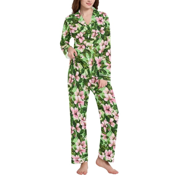 joogoo Pajamas Set for Women Blossom Flower Long Sleeve Pjs Loungewear M