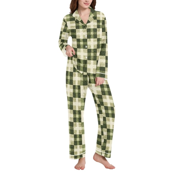 joogoo Pajamas Set for Women Checkered Pattern-e1 Long Sleeve Pjs Loungewear L