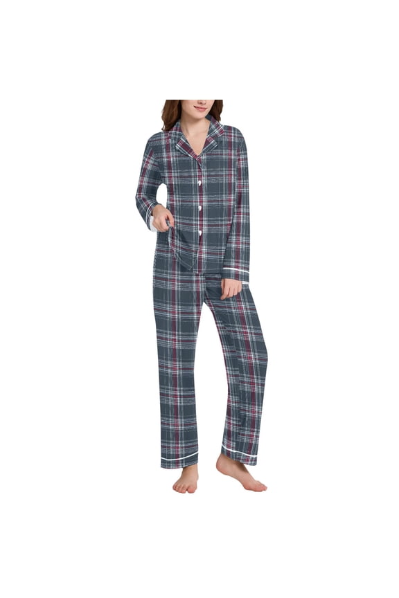 Pajamas Set for Women Checkered-z1 Long Sleeve Pjs Loungewear XXL