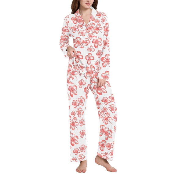 joogoo Pajamas Set for Women Cherry Flower-a1 Long Sleeve Pjs Loungewear S