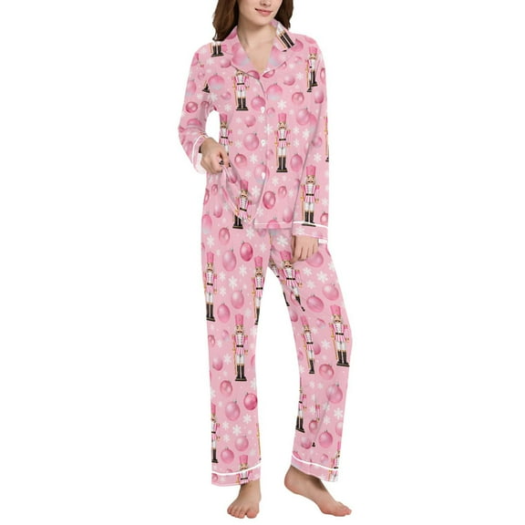 joogoo Pajamas Set for Women Christmas Ball Nutcracker Long Sleeve Pjs Loungewear S