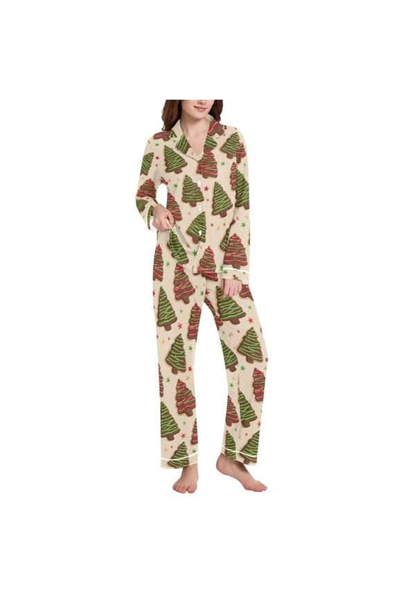 Pajamas Set for Women Christmas Tree Stars Long Sleeve Pjs Loungewear XXL