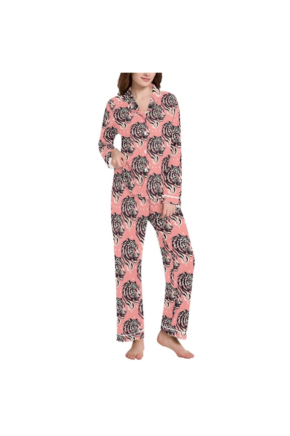 Pajamas Set for Women Cool Tiger Long Sleeve Pjs Loungewear XXL
